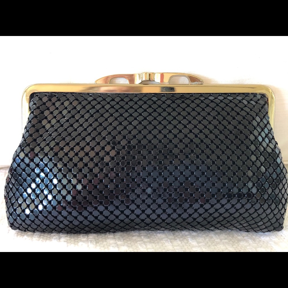 Whiting & Davis Black Mesh Clutch Bag
